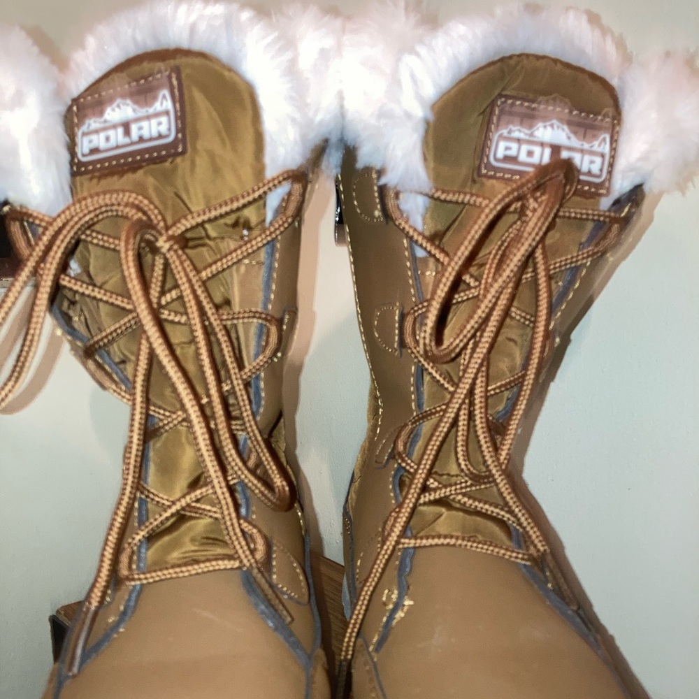 Womens Quilted Duck Cuff Snow Lace Up Waterproof Faux Fur Outdoor Boots USED - Picture 3 of 7